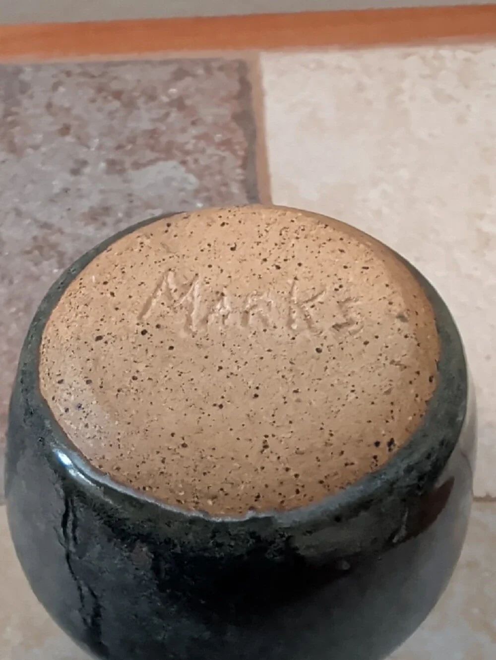 Glazed Ceramic Bulb Vase in Deep Ocean Blue Mark's Pottery Stoneware Artisan